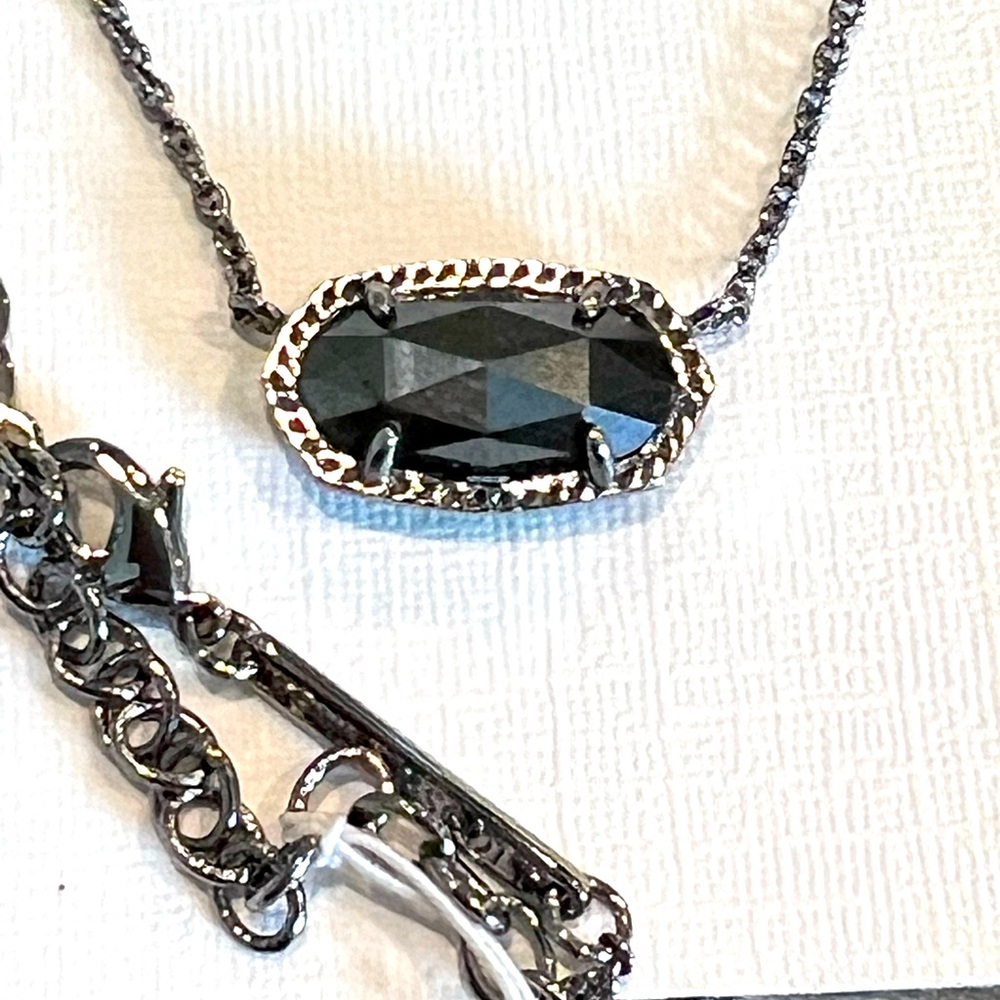 NWT Kendra Scott Elisa Hematite VERY Rare Faceted Hematite & Hematite Chain W😍W
